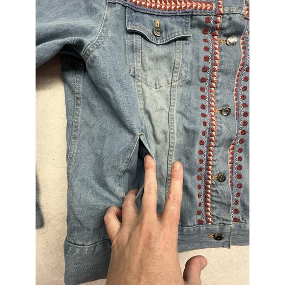 Johnny Was Workshop Jean Jacket Womens XL Oman Embroidered Floral - Picture 4 of 12